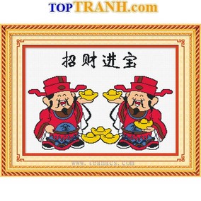 Tranh thêu chữ thập thần tài